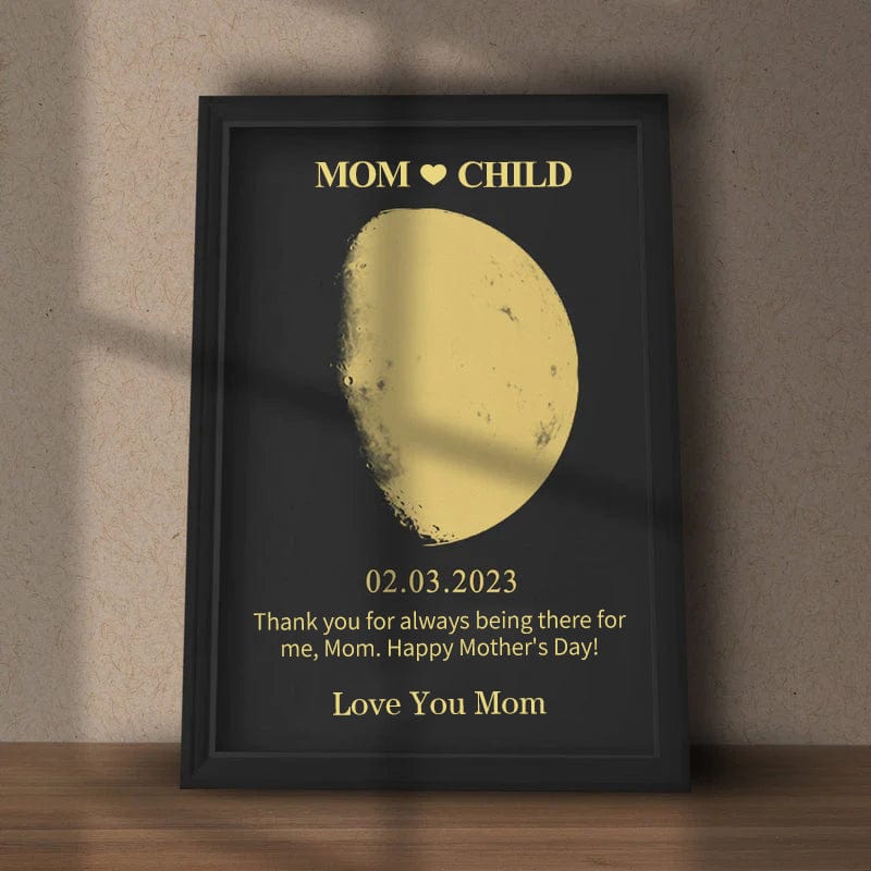 Dream Motto Black Wooden Framed / A4 (8.5*12inch) Mother's Day Gift-Custom Art Frame/ REAL MOON PHASE