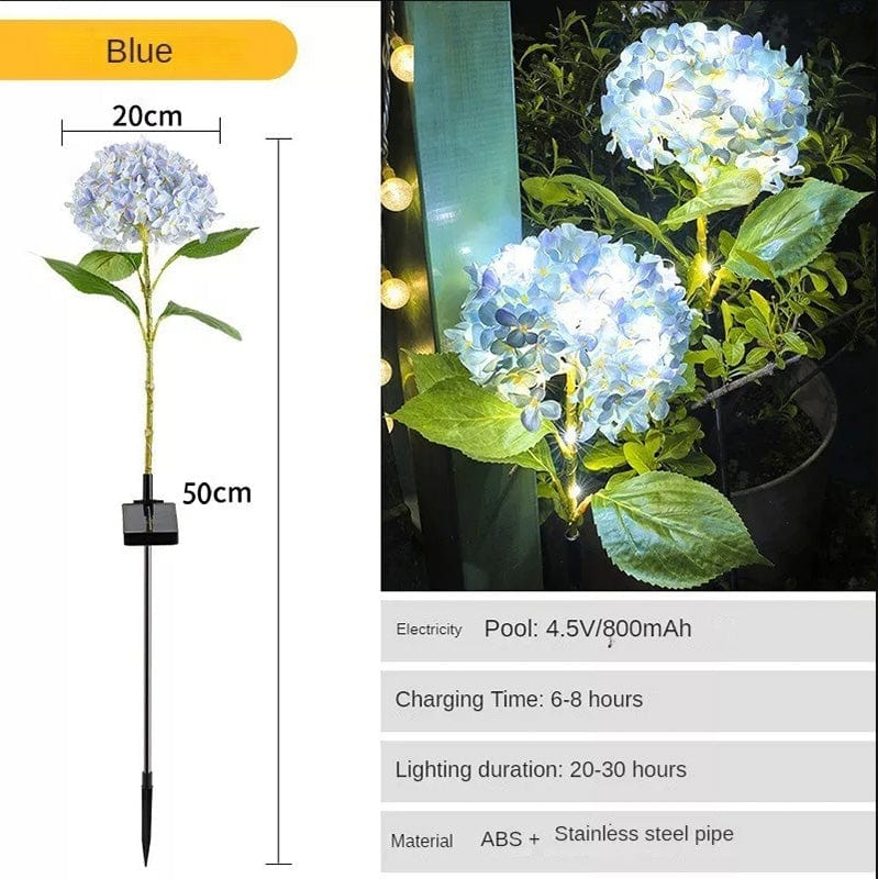 Dream Motto™ Blue Updated Solar Garden Lights Simulated Flower Big Hydrangea Outdoor Waterproof