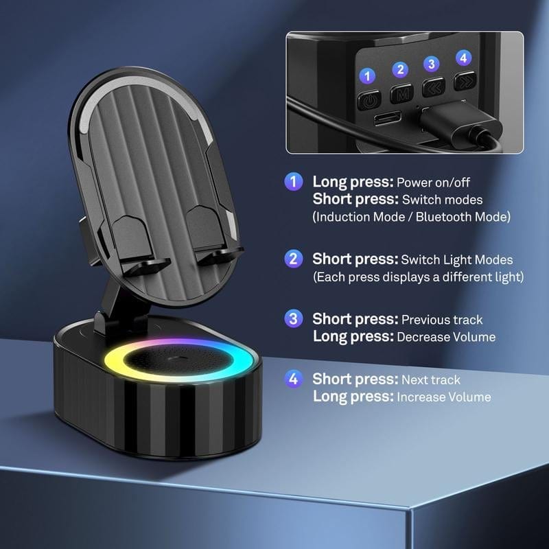 Dream Motto™ Hot sale 🔥HOT SALE 45%OFF🔥💥2025 Upgraded Cell Phone Stand with Induction Speaker/Power Bank/Atmosphere Light
