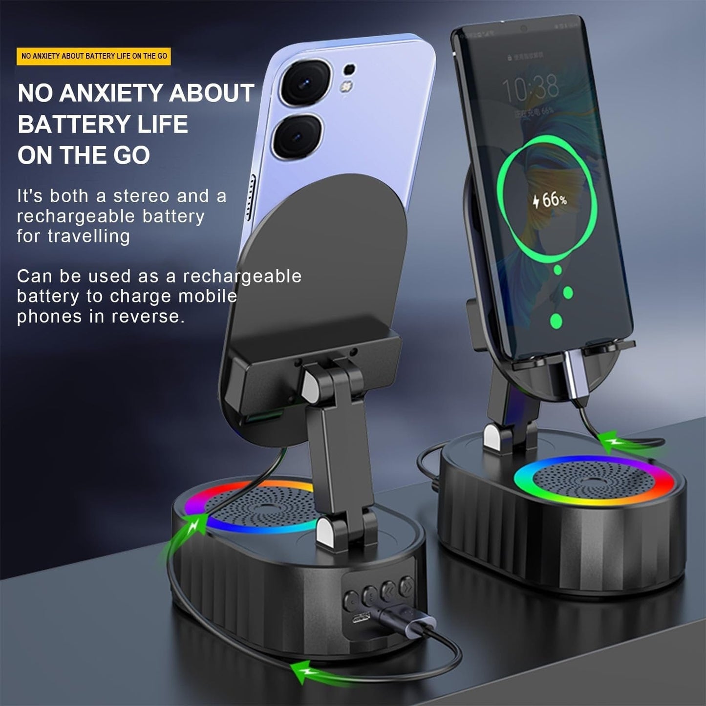 Dream Motto™ Hot sale 🔥HOT SALE 45%OFF🔥💥2025 Upgraded Cell Phone Stand with Induction Speaker/Power Bank/Atmosphere Light