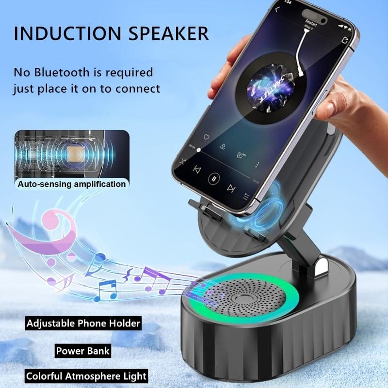 Dream Motto™ Hot sale 🔥HOT SALE 45%OFF🔥💥2025 Upgraded Cell Phone Stand with Induction Speaker/Power Bank/Atmosphere Light