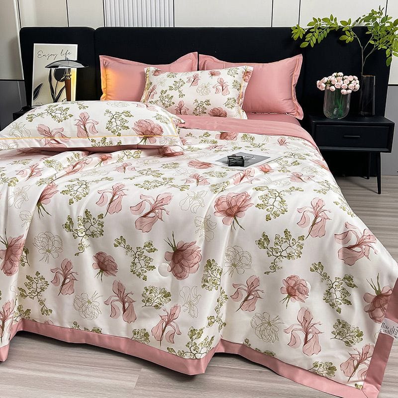 Dream Motto Houseware & Kitchen Dark Pink / 150*200cm / Summer Quilt 🔥🔥Washable Icy Cool Breathable Summer Quilt 4-piece Set