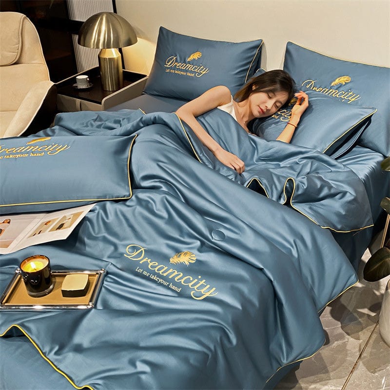 Dream Motto Houseware & Kitchen Ice Silk quilt / Blue / 150*200CM (60*80inch) 🔥🔥Washable Summer Simple Ice Silk Quilt