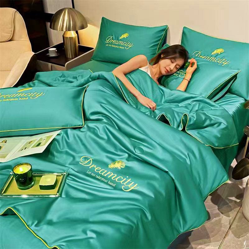 Dream Motto Houseware & Kitchen Ice Silk quilt / Green / 150*200CM (60*80inch) 🔥🔥Washable Summer Simple Ice Silk Quilt