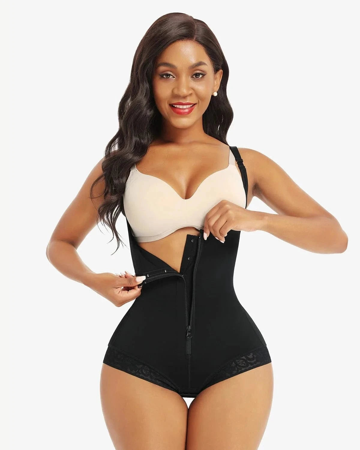 Dream Motto open bodysuit Lace Zipper Open Bust Shapewear