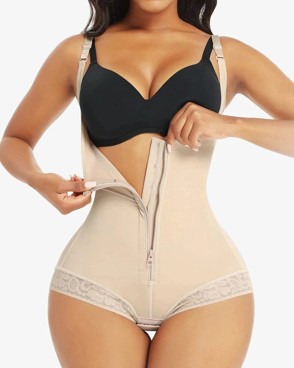 Dream Motto open bodysuit Lace Zipper Open Bust Shapewear