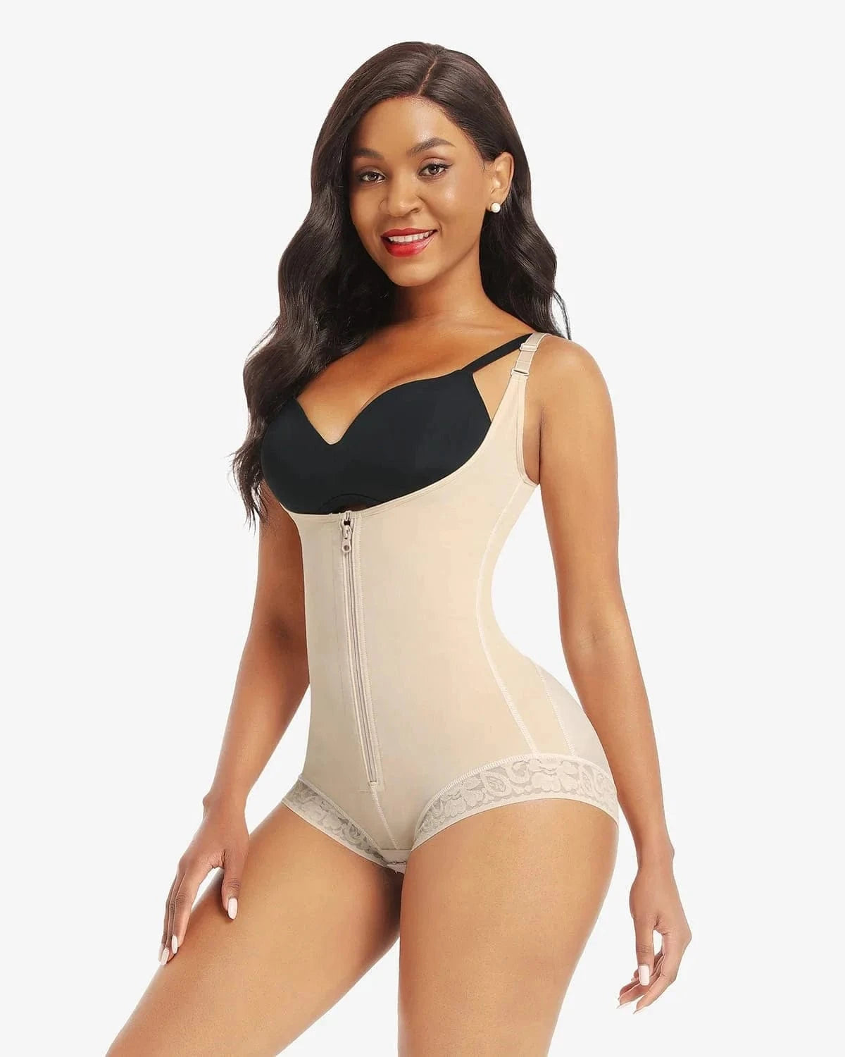 Dream Motto open bodysuit Lace Zipper Open Bust Shapewear