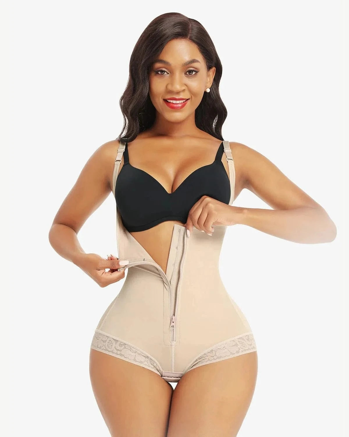 Dream Motto open bodysuit Lace Zipper Open Bust Shapewear