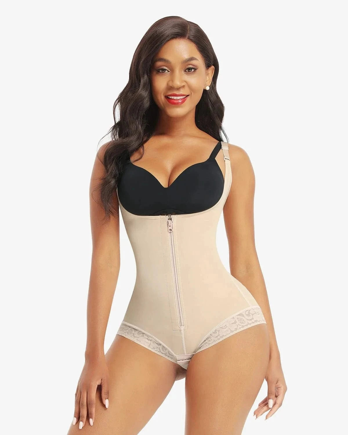 Dream Motto open bodysuit Lace Zipper Open Bust Shapewear
