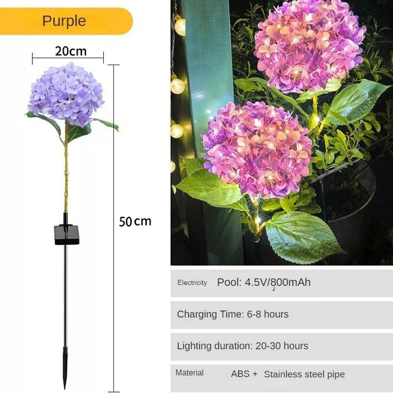 Dream Motto™ Purple Updated Solar Garden Lights Simulated Flower Big Hydrangea Outdoor Waterproof
