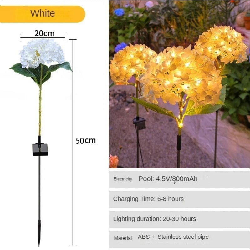 Dream Motto™ White Updated Solar Garden Lights Simulated Flower Big Hydrangea Outdoor Waterproof