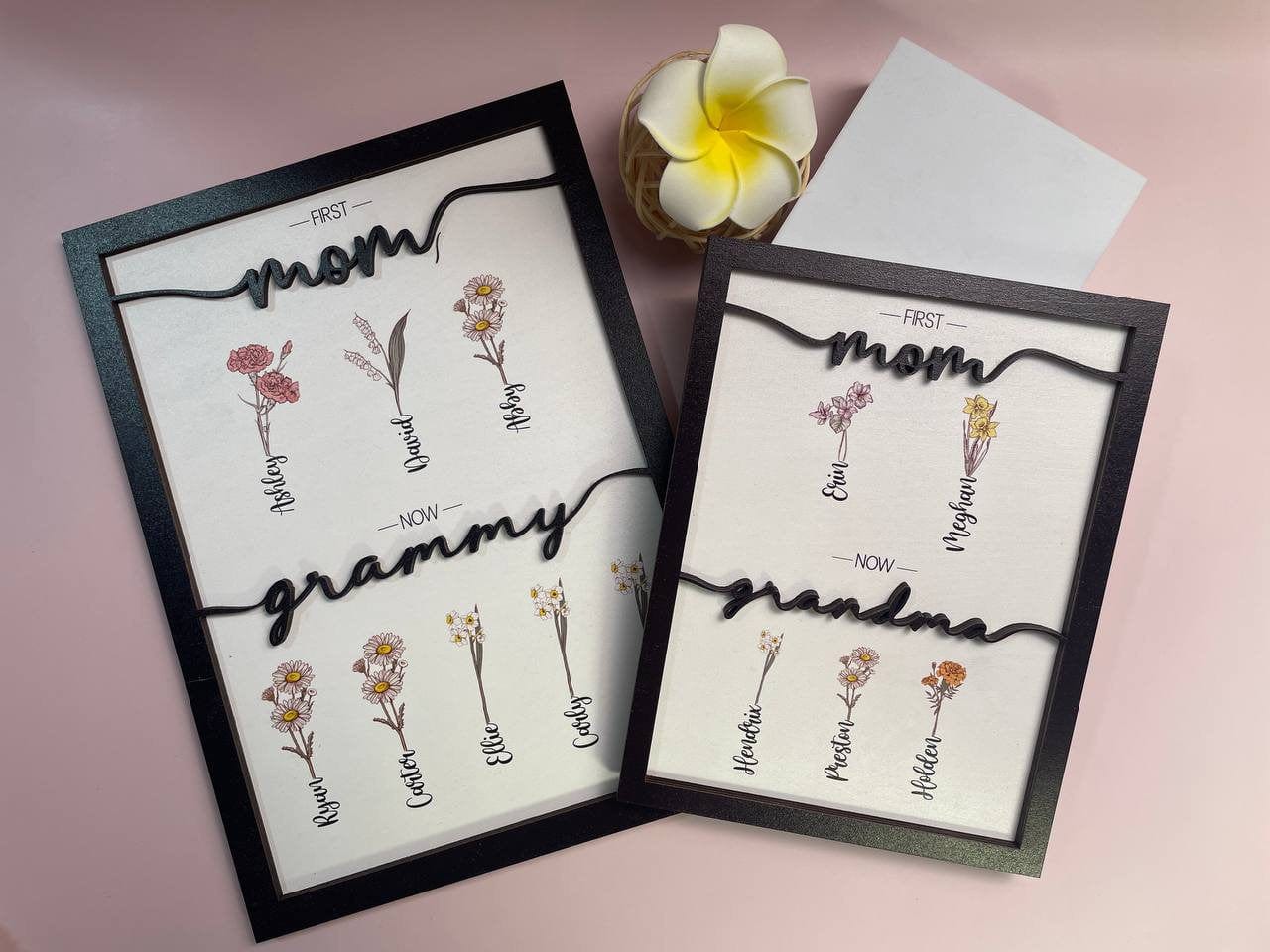 双层生辰花框 First Mom Now Grandma -Layered Wooden Plaque🔥Mother's Day Gift🔥
