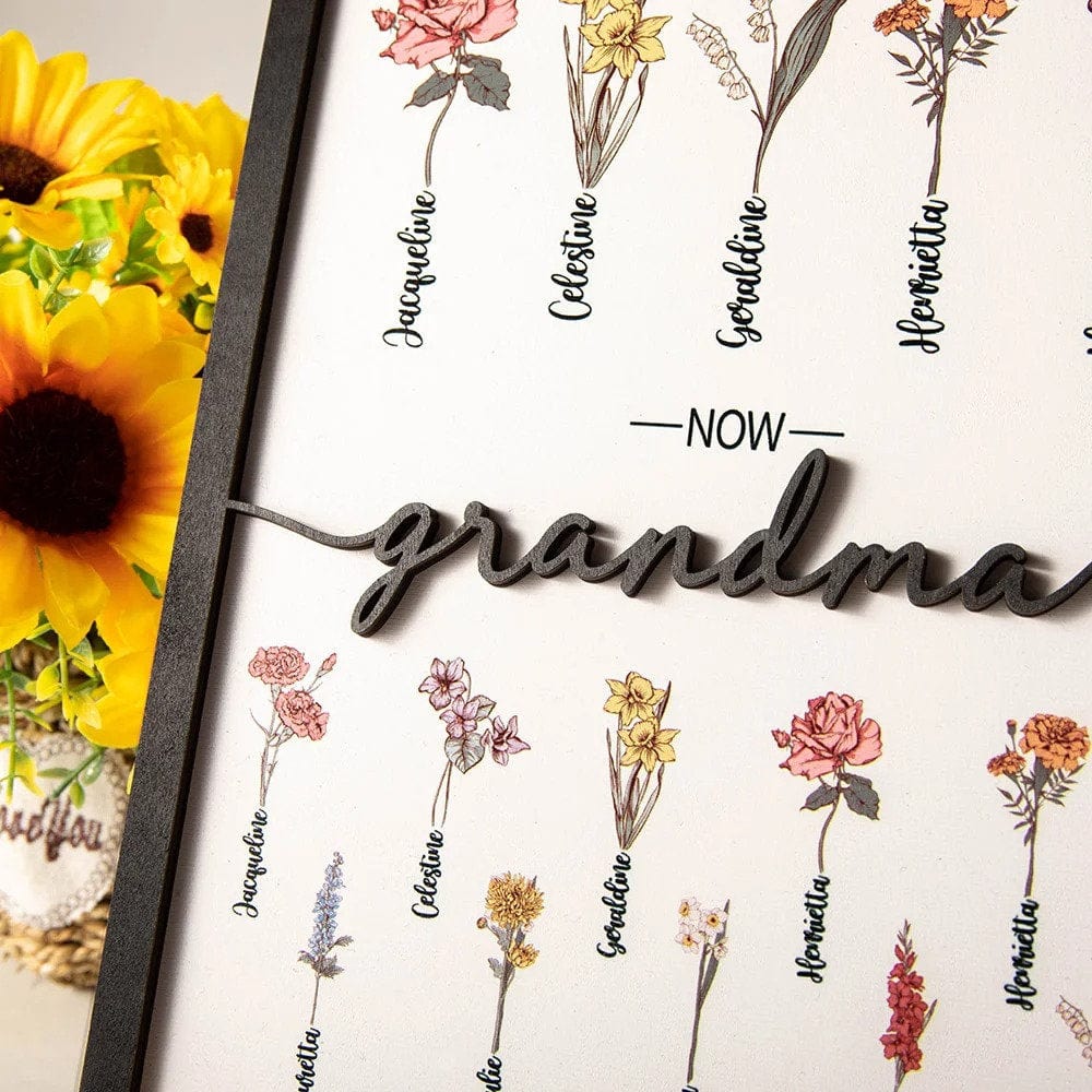 双层生辰花框 First Mom Now Grandma -Layered Wooden Plaque🔥Mother's Day Gift🔥