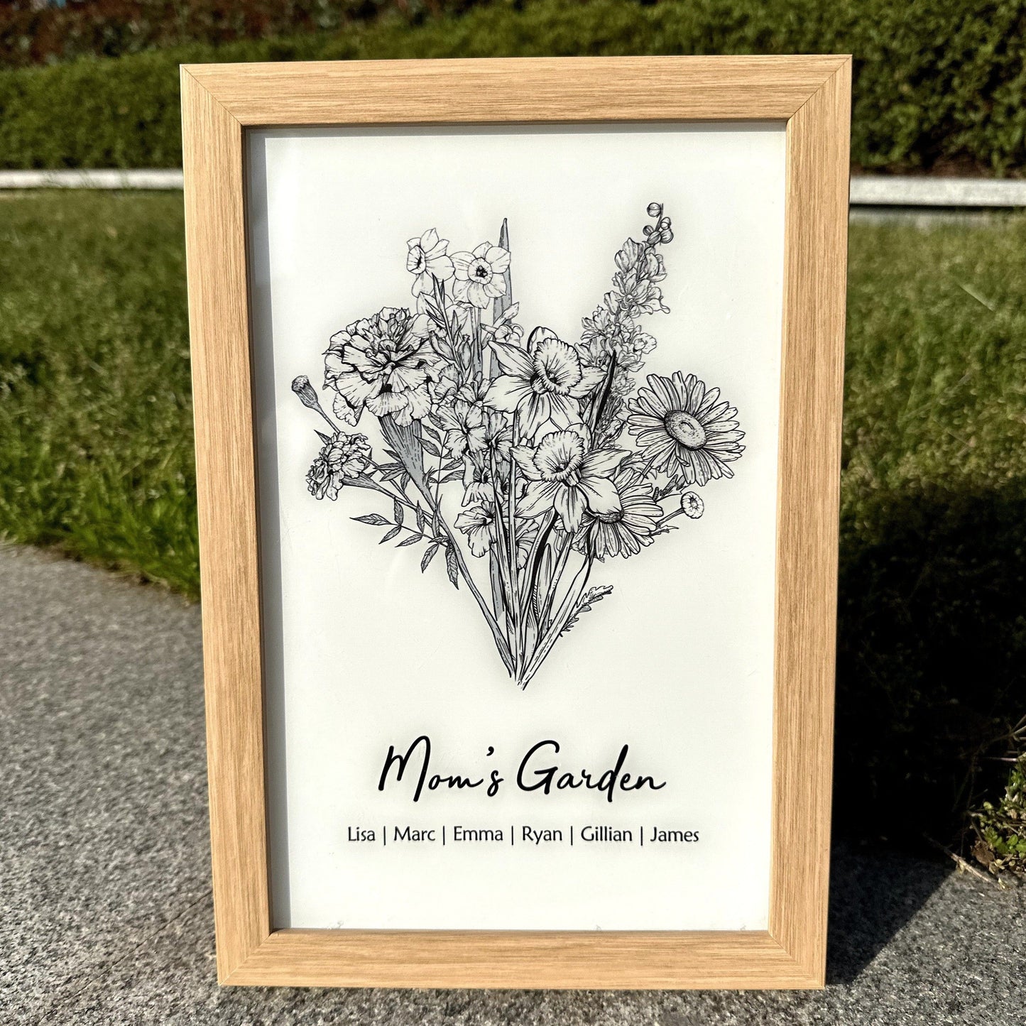 Ulovis Personalized Family Birth Flower Bouquet LED Light Box Frame