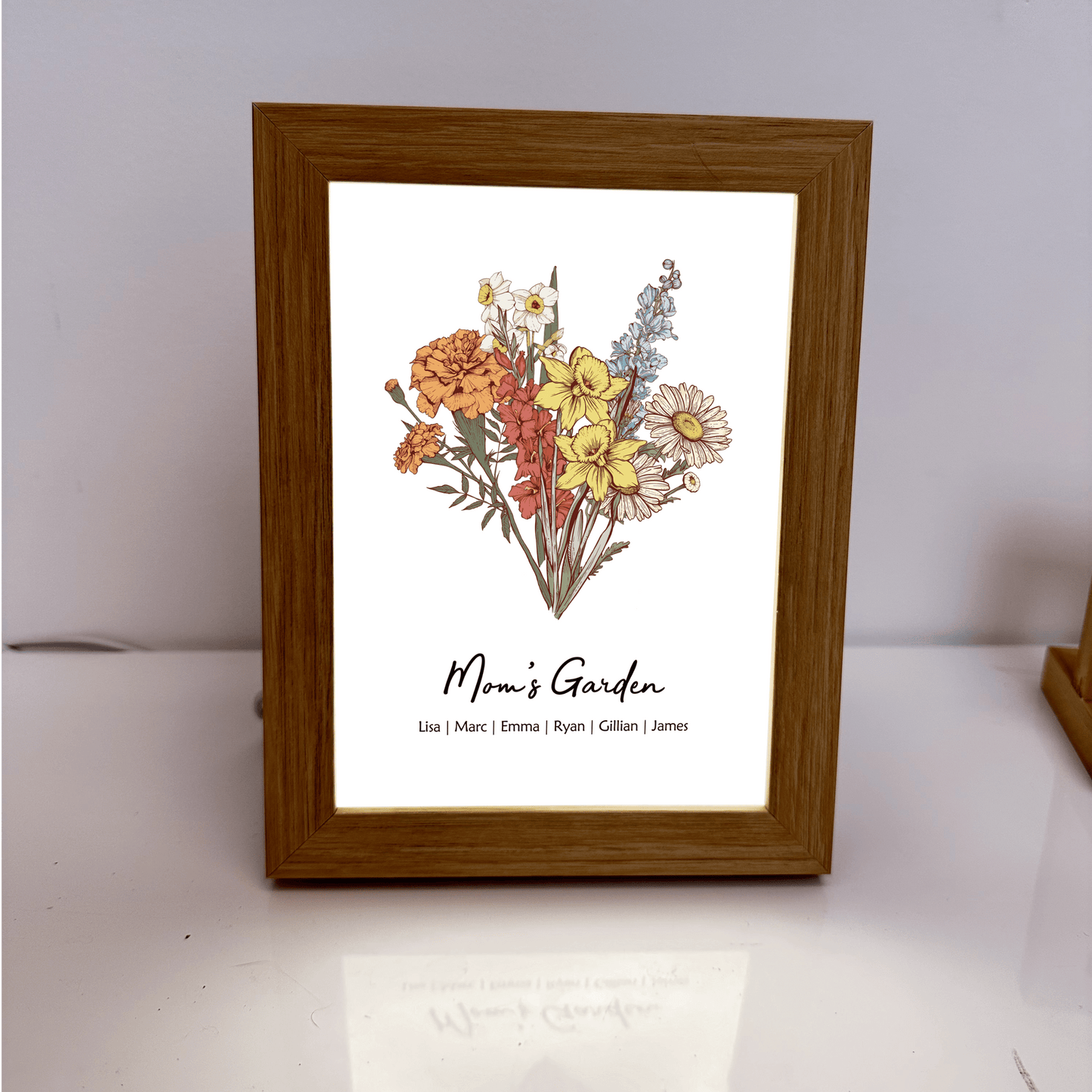 Ulovis Personalized Family Birth Flower Bouquet LED Light Box Frame