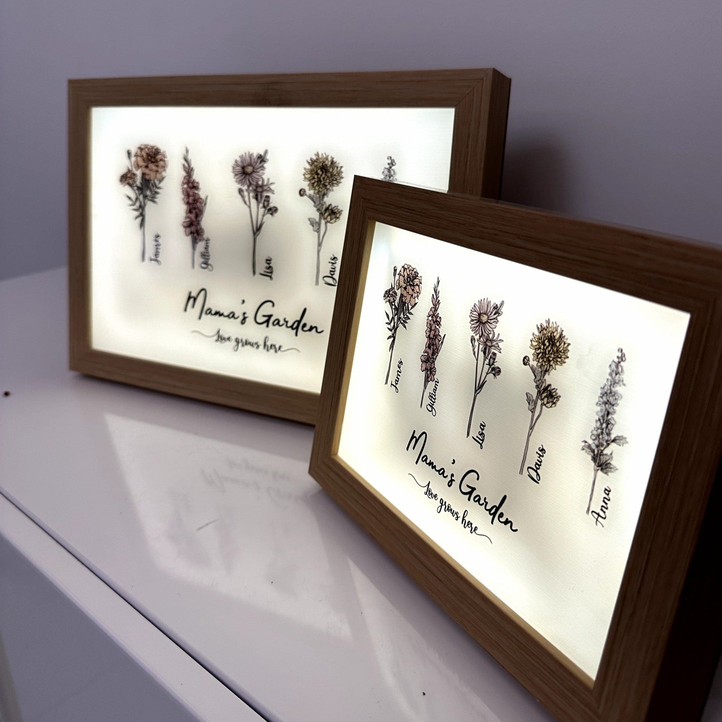 ulovis Picture Frame Light Box Mom's Garden is Her Children Personalized LED Light Box