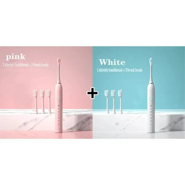 Dream Motto 2 Sets: White+ Pink / 4 Brush Heads / Without Travel Kit 🔥 HOT SALE 49% OFF 🔥 Electric Toothbrush
