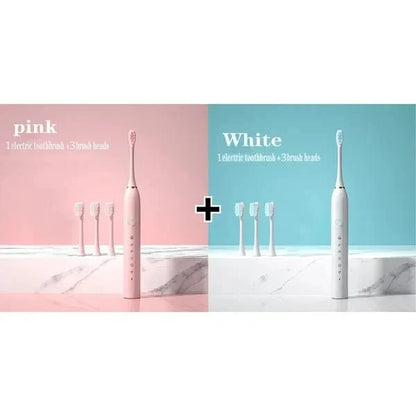 Dream Motto 2 Sets: White+ Pink / 4 Brush Heads / Without Travel Kit 🔥 HOT SALE 49% OFF 🔥 Electric Toothbrush