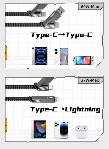Dream Motto 4-in-1 60W Nylon Fast Charging USB-C Cable