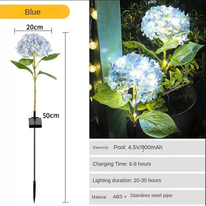 Dream Motto™ Blue Updated Solar Garden Lights Simulated Flower Big Hydrangea Outdoor Waterproof