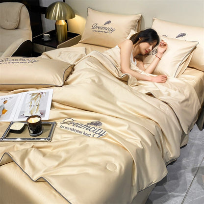 Dream Motto Houseware & Kitchen Ice Silk quilt / Khaki / 150*200CM (60*80inch) 🔥🔥Washable Summer Simple Ice Silk Quilt