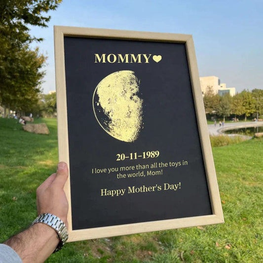 Dream Motto Nature Wooden Framed / A4 (8.5*12inch) Mother's Day Gift-Custom Art Frame/ REAL MOON PHASE