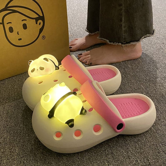 Dream Motto Pink&White / UK3.5-4🔥/US6-6.5/🔥UE36-37 Outdoor/Beach Holiday Clogs with Cute Lighting Panda