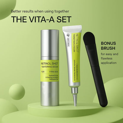 Glowra 1 Retinal Booster & 1 Retinol Serum & Brush The Vita A Retinal Shot Tightening Booster & Retinol Serum SET