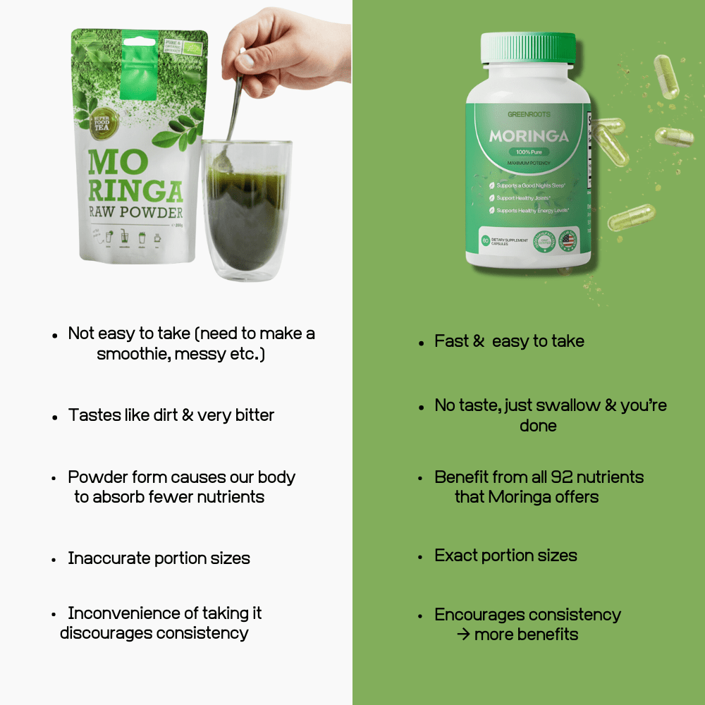 GreenRoots 🔥100% Pure Moringa Capsules (60 capsules per bottle)