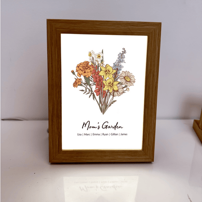 Ulovis Personalized Family Birth Flower Bouquet LED Light Box Frame
