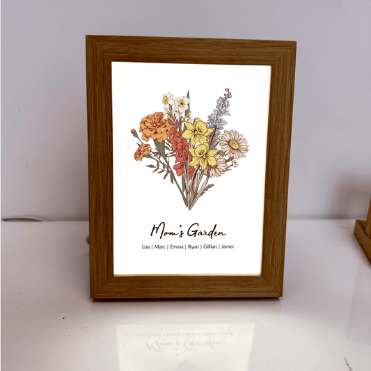 Ulovis Personalized Family Birth Flower Bouquet LED Light Box Frame