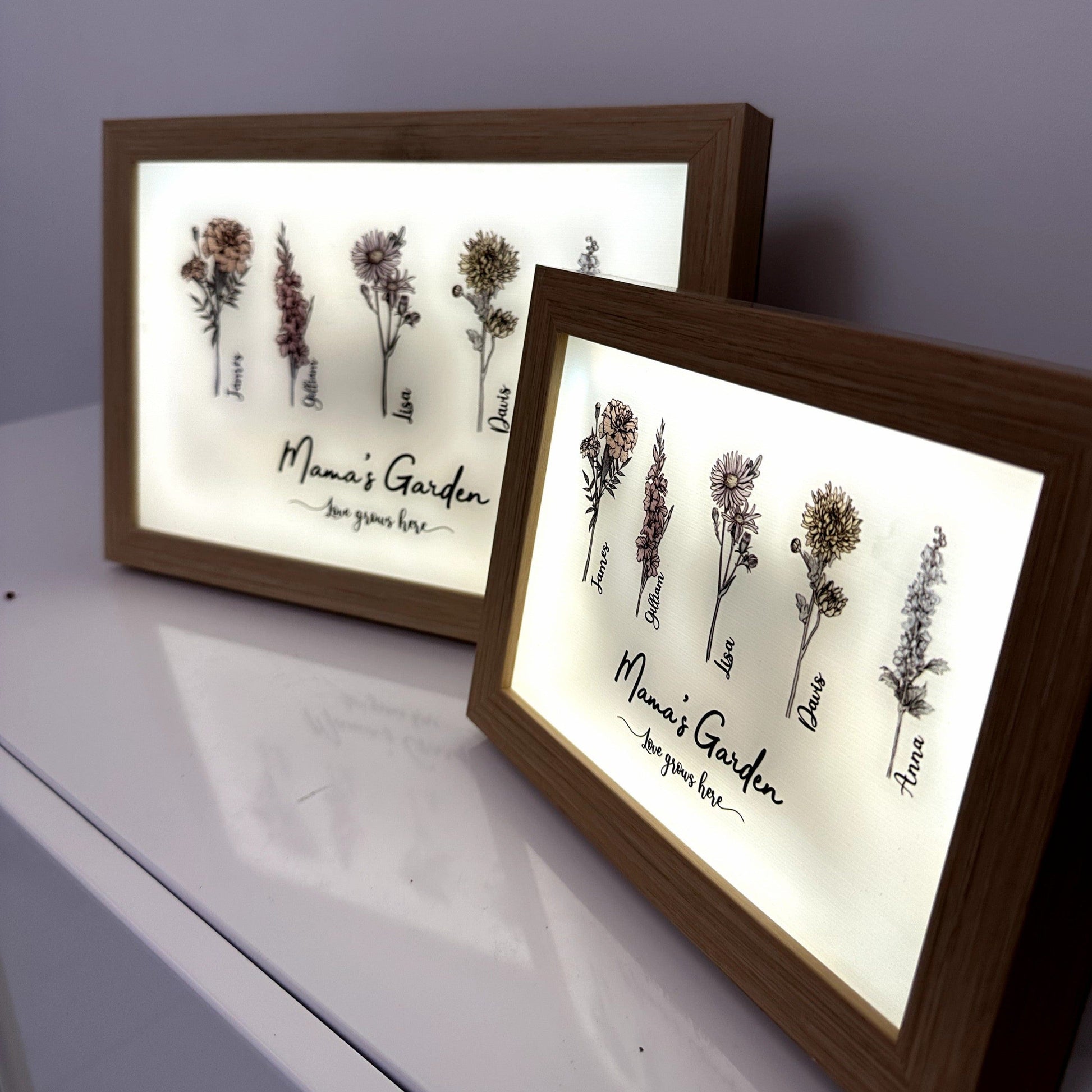 ulovis Picture Frame Light Box Mom's Garden is Her Children Personalized LED Light Box