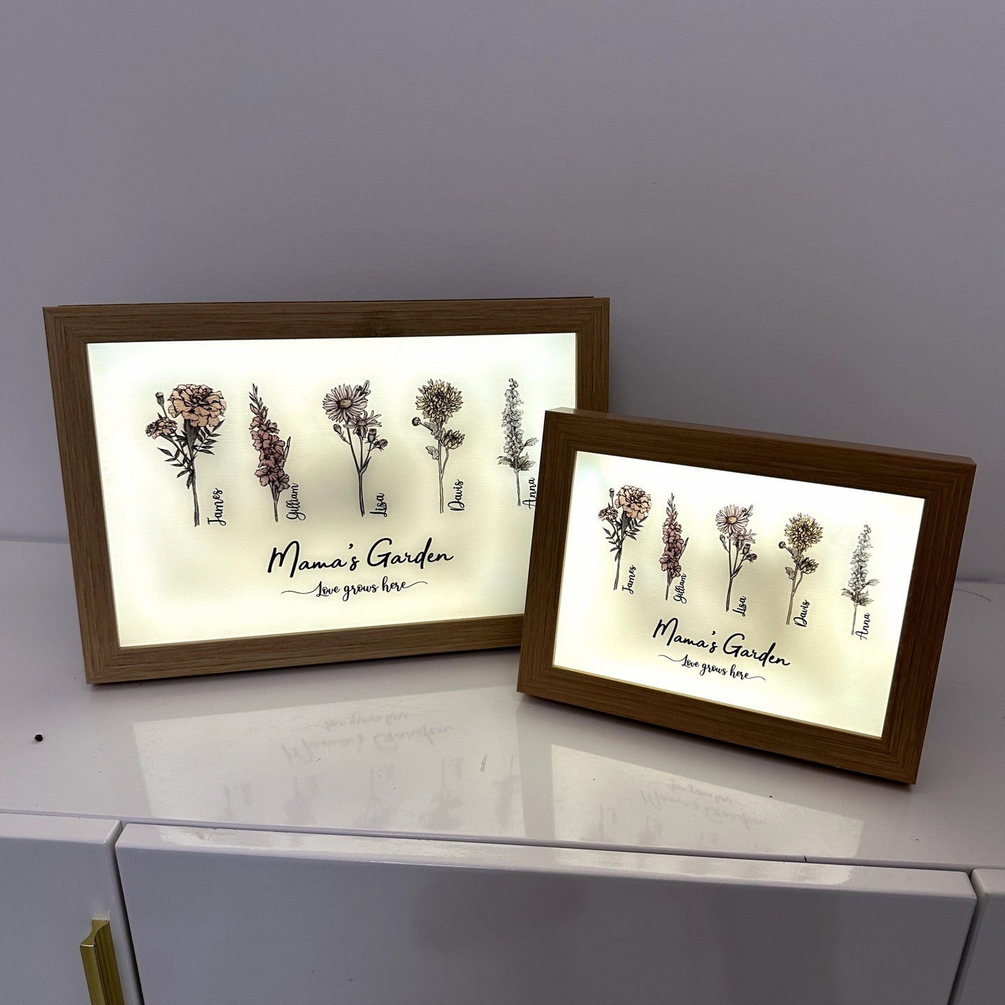 ulovis Picture Frame Light Box Mom's Garden is Her Children Personalized LED Light Box
