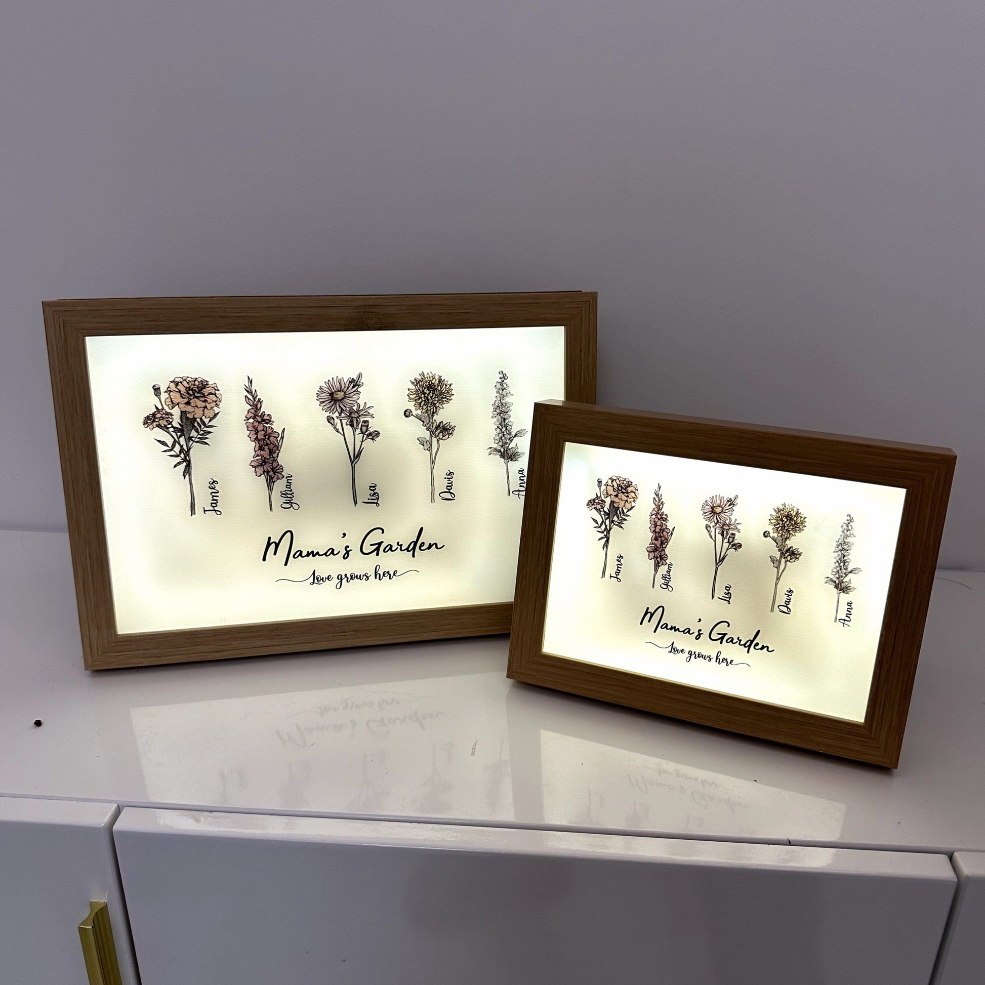 ulovis Picture Frame Light Box Mom's Garden is Her Children Personalized LED Light Box