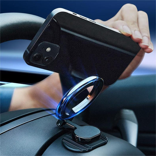 GEUPDAY Magsafe Car Mount Magnetic Ring Holder: Foldable Phone Navigation Stand